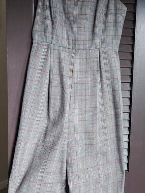 Sleeveless Plaid Wide Leg Romper/Jumpsuit Medium